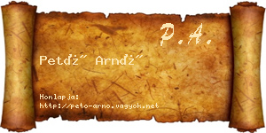 Pető Arnó névjegykártya